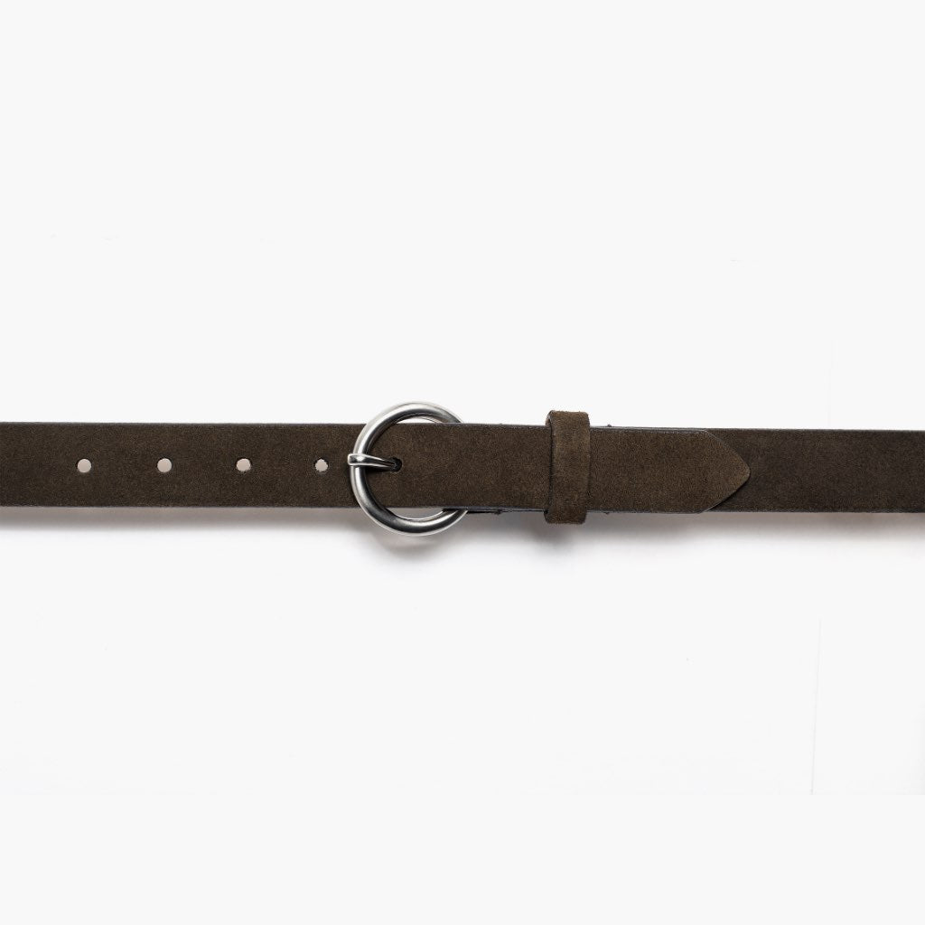 Women's Circle Leather Belt | Dark Olive Suede - Image 2